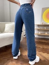 Butterfly Print Ripped Straight Leg Jeans